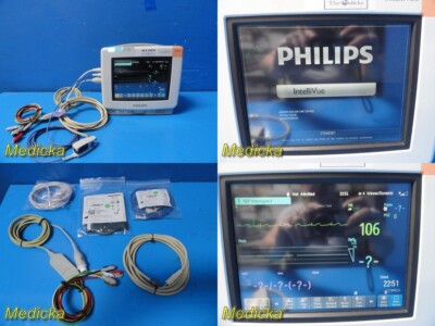 2013 Philips MP5 M8105A (865024) Monitor W/ NBP, SPO2 & ECG Leads ~ 33074