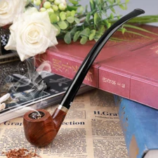 Long Tobacco Smoking Pipe Churchwarden Style Handmade Pearwood with Acrylic stem