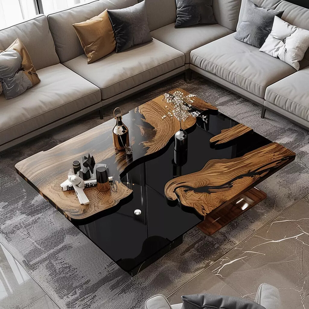 Custom Epoxy Table, dining, sofa,side center table top Live Edge Walnut Table