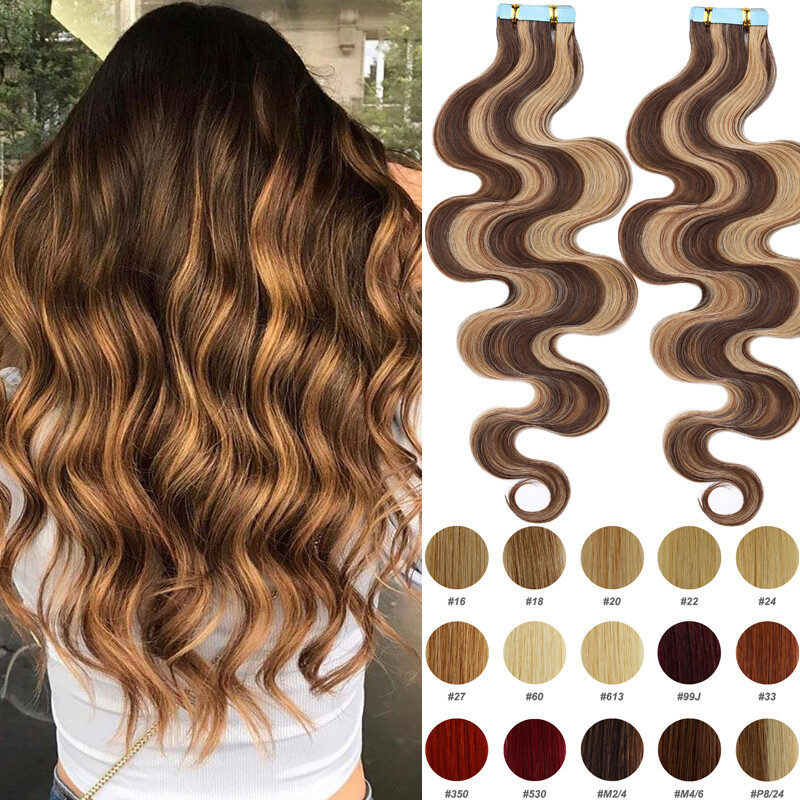 CLEARANCE Wavy Tape In 100% Real Human Hair Extensions Skin  display picture 3