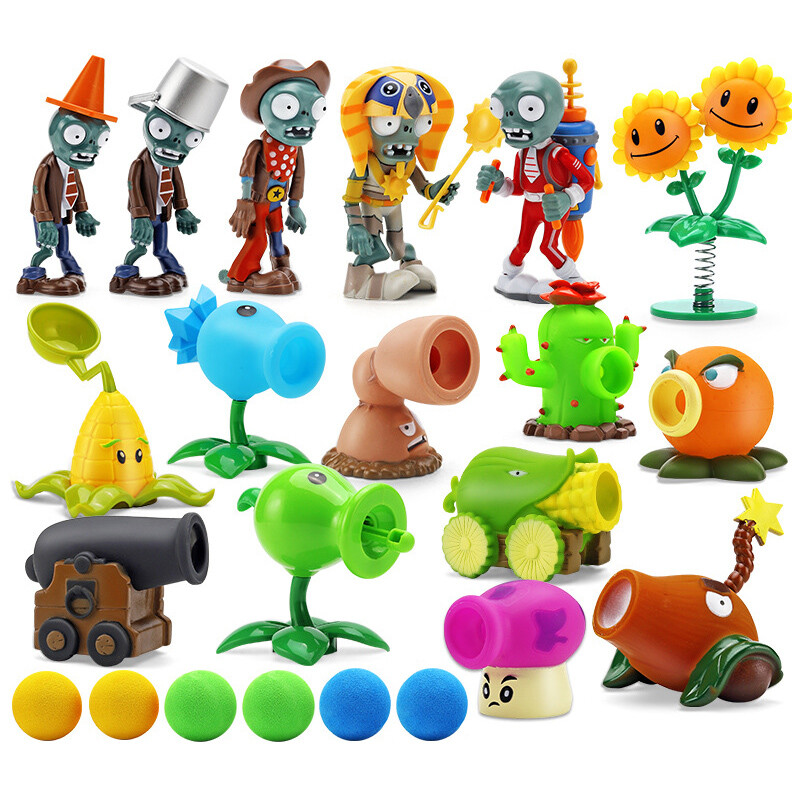 Game Plants VS Zombies Action Figure PVZ Pea Toy Shooter & Zombie Doll Set  Kids