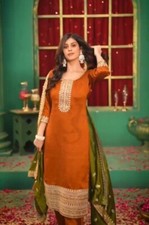 Latest Wedding Wear Heavy Pure Chinnon Kurti And Bottom With Dupatta For Women