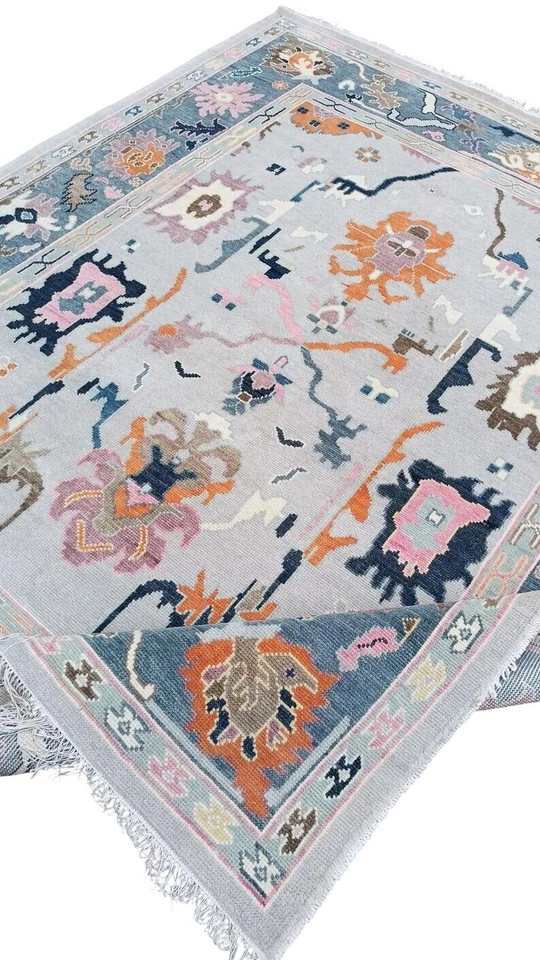 Oushak Indo Traditional Grey Contemporary Hand-Knotted rugs for living area Rug. - Image 2 of 4