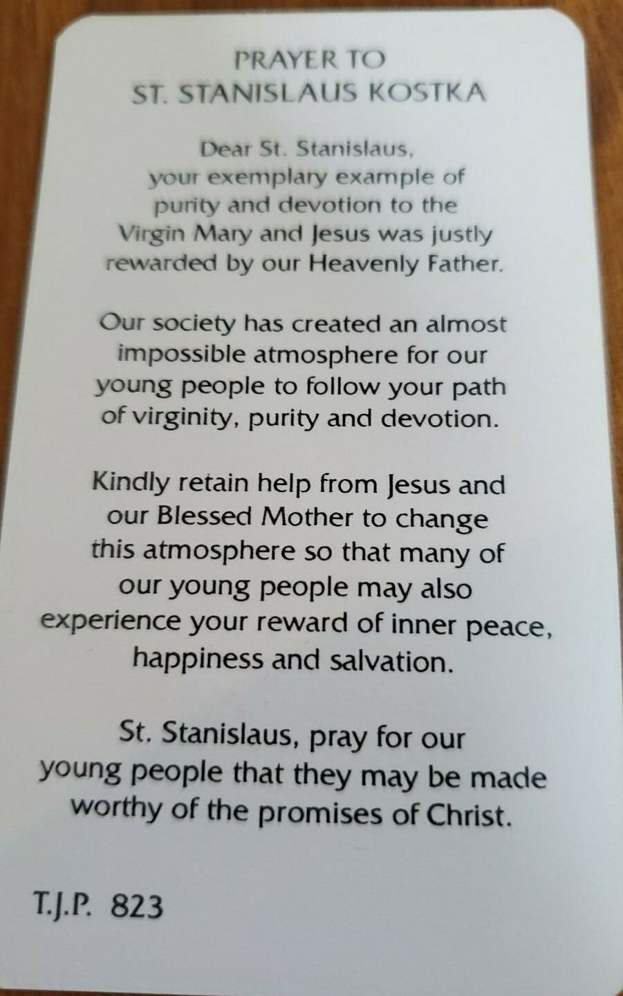 'Prayer to St. Stanislaus Kostka' prayer cards (pack of 4) eBay
