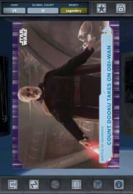 Star Wars Card Trader - Legendary Purple Battle Plans Count Dooku Takes Obi 39cc