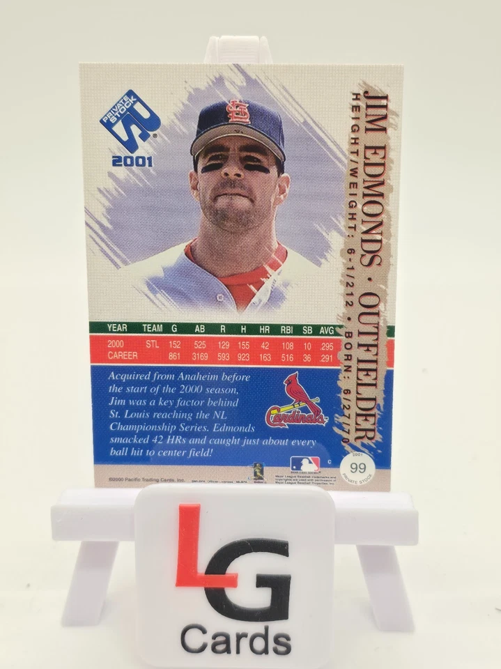 2001 Pacific Private Stock - Jim Edmonds #99 - Image 2 of 2