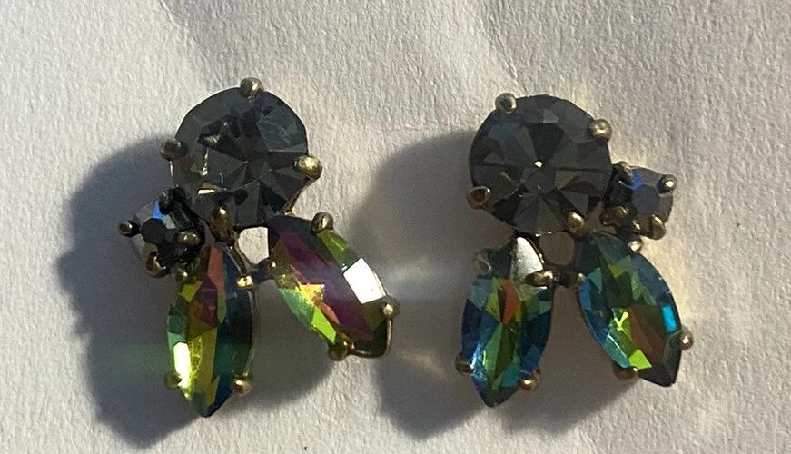 Pendientes J Crew Cristal Cluster Abanico Multicolor Azul Ámbar Púrpura Foto 4 de 4