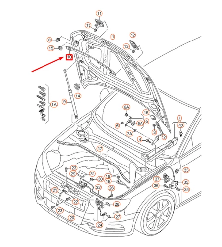 NUOVA PROTEZIONE BORDO ANTERIORE COFANO MOTORE AUDI A3 8V 8V0823126B ORIGINALE - Foto 12 di 13