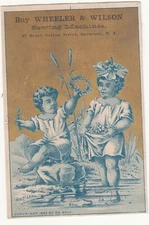 Wheeler & Wilson Sewing Machine Cherub Children Stream Syracuse Vict Card c1880s