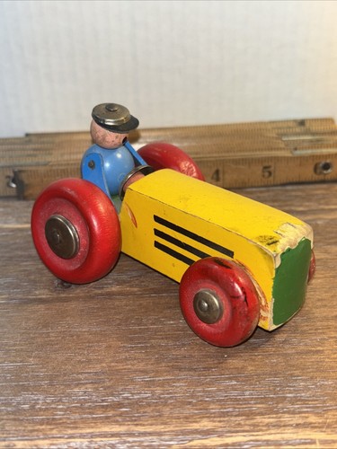 Vintage Wooden Man And Metal Riding Tractor Made In Sweden - Picture 3 of 6