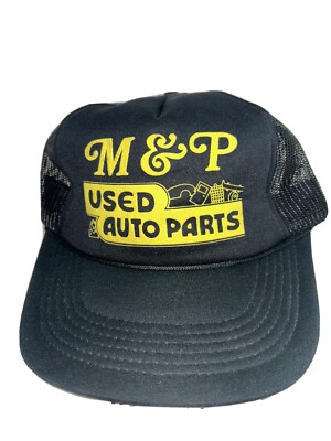 vintage M&P Auto parts trucker hat cap mesh snapback usa Black