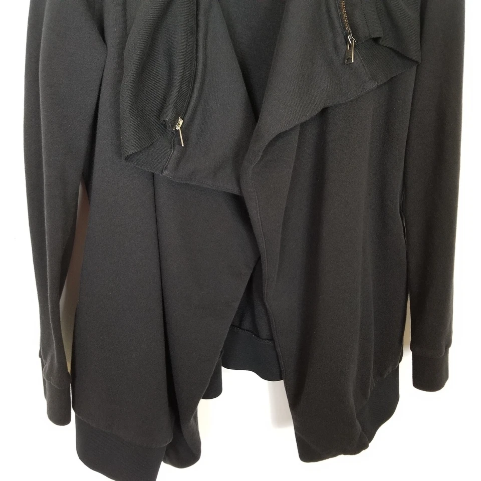 AllSaints Mujer Dalia Sudadera Cárdigan Talla L Negro Frente Abierto Cuello con Cremallera Foto 3 de 4