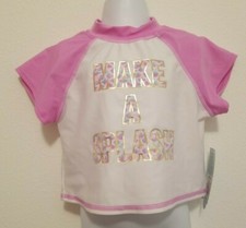 Cat  Jack Shirt Sz Medium 7/8 UPF 50 Pink/Violet White Make a Splash