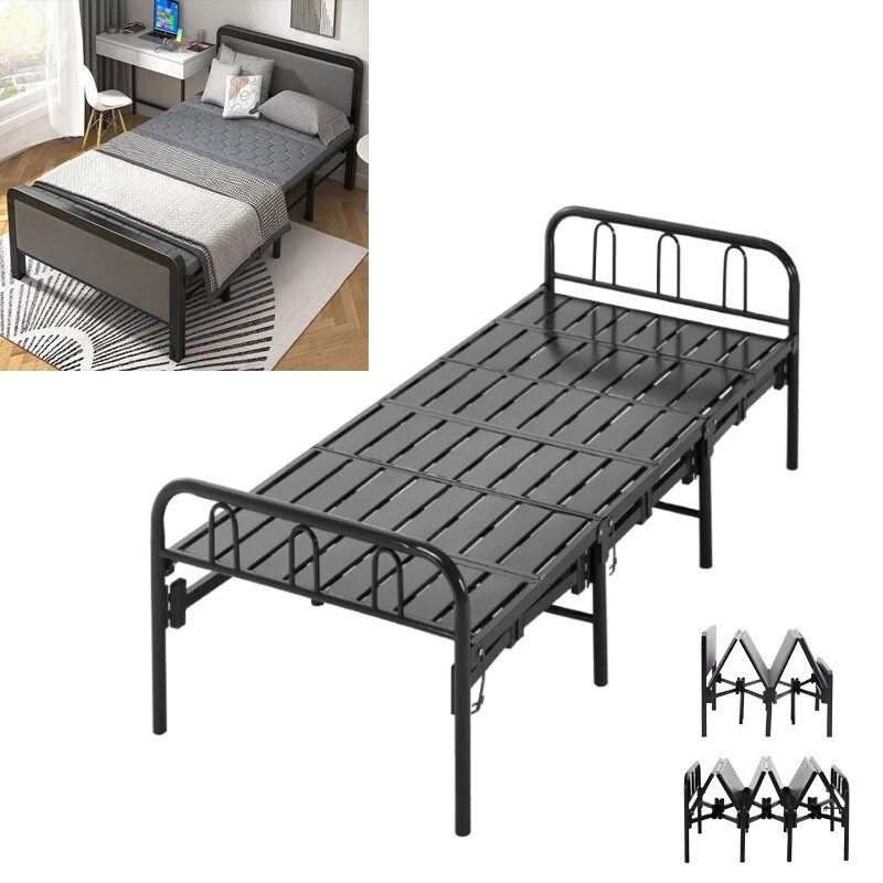 3FT Portable Folding Single Guest Bed Foam Fold Up Metal Steel Bedframe Sleeper