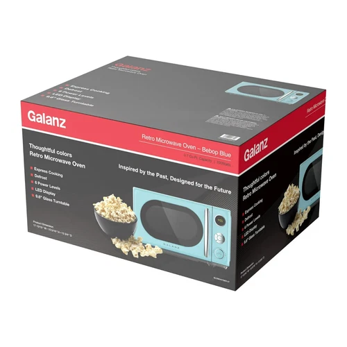 New Galanz 0.7 Cu ft Retro Countertop Microwave Oven Blue, 700 W - Picture 4 of 11