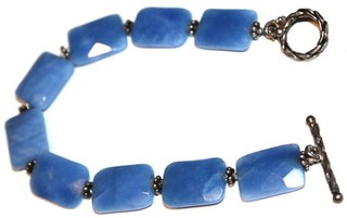 Lot#17 Beautiful chunky sterling silver faceted semi precious gemstones bracelet