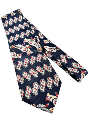 Andhurst Tie Made Italy Navy Blue Paisley Medallion Mens Classic