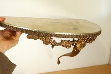 Vintage Baroque Rococo Style Gilt Brass Marble Effect Half Moon Console Table