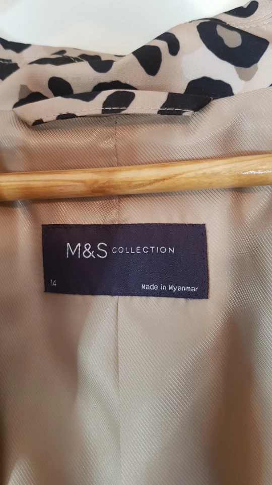 Impermeable M&S 14 Leopardo Estampado Animal Forrado Excelente Estado Foto 2 de 4