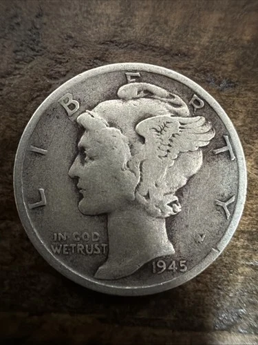 1945 S Mercury Silver Dime 10c Uncirculated Coin, San Francisco USA