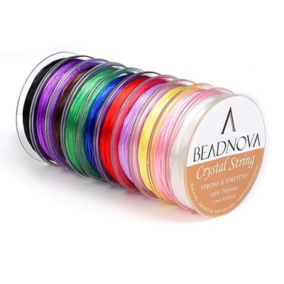 BEADNOVA 1mm Elastic Stretch Crystal String Cord for Jewelry 10 Colours 