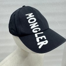 Moncler Baseball Cap Black Cotton Logo Print Adjustable Hat Unisex Used Japan