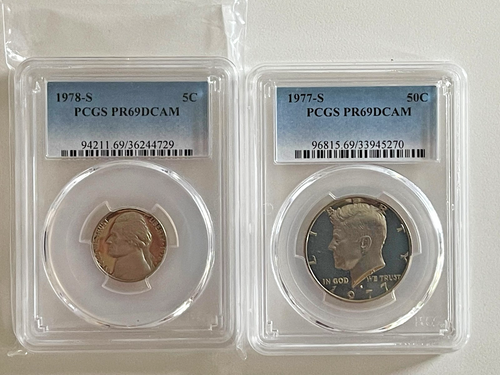1977-S Kennedy & 1978-S Jefferson Nickel PCGS PR69DCAM - Picture 1 of 2