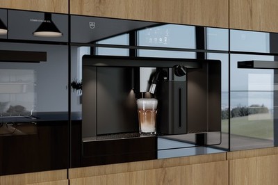 V-ZUG CoffeeCenter V600 45, Spiegelglas Platin, H=45 cm, Plus Systemschublade