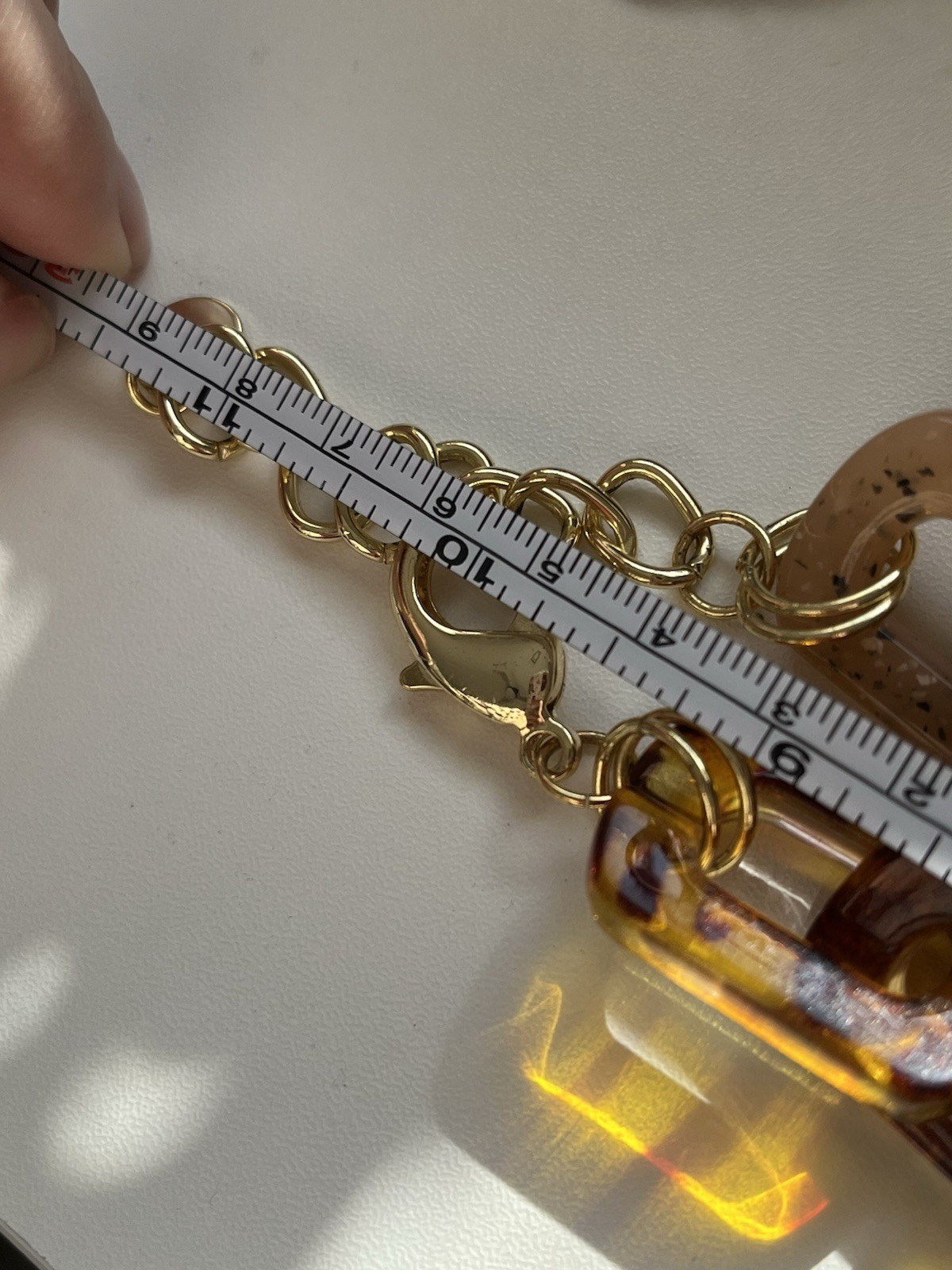 Neutral Green Acrylic Rectangular Goldtone Chunky… - image 6