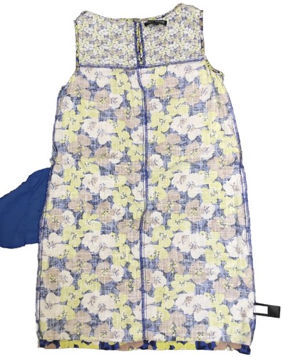 Next Ladies Retro Style Short Linen Mix Yellow Multi Floral Summer Dress 10 P - Picture 5 of 6