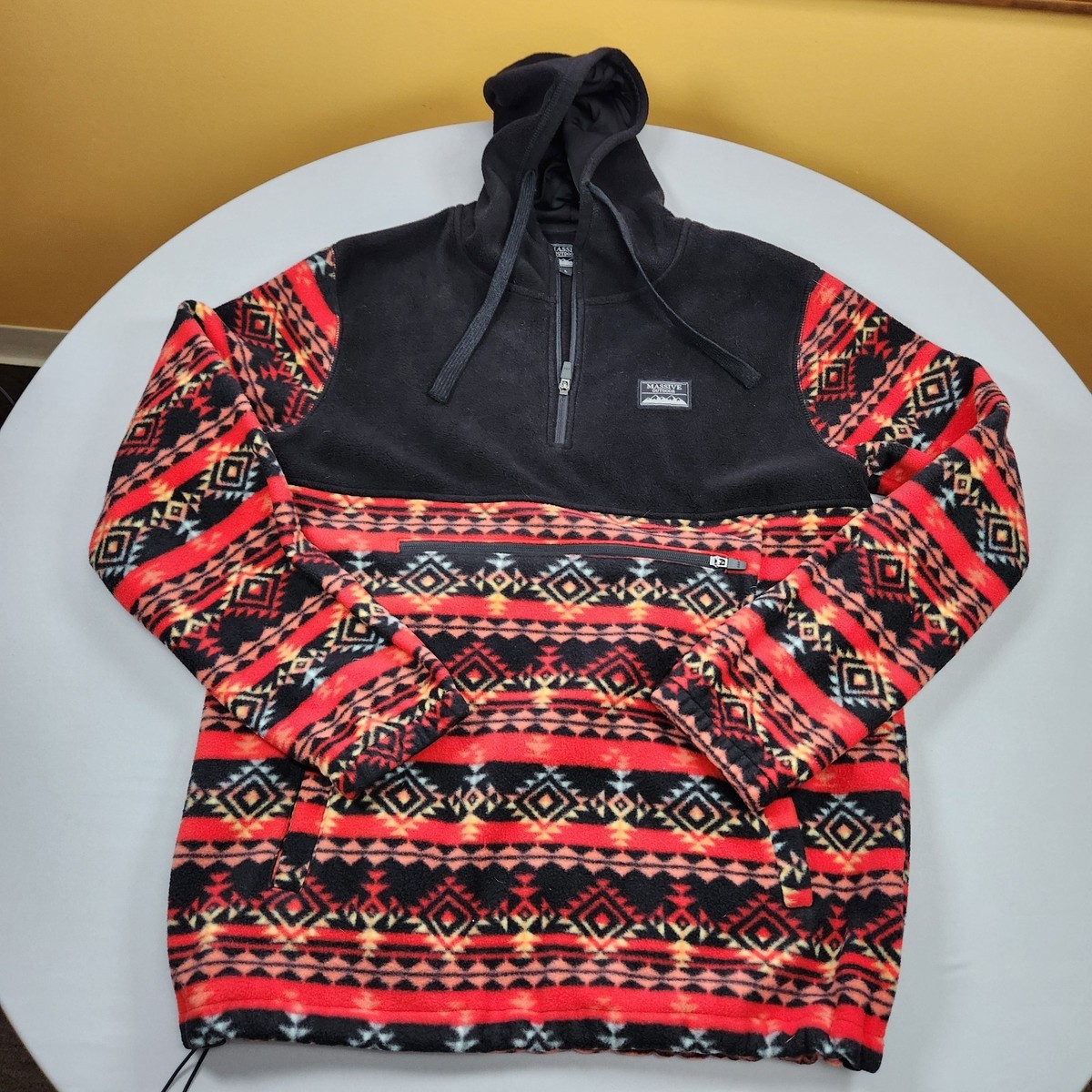 Massive Outdoor Aztec Fleece Hoodie Pullover Southwest Print Men's