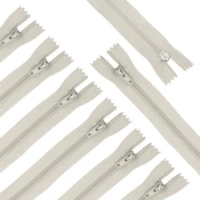 20Pcs 9.3" Nylon Coil Zippers, #3 Closed End Jacket Zippers, Light Khaki