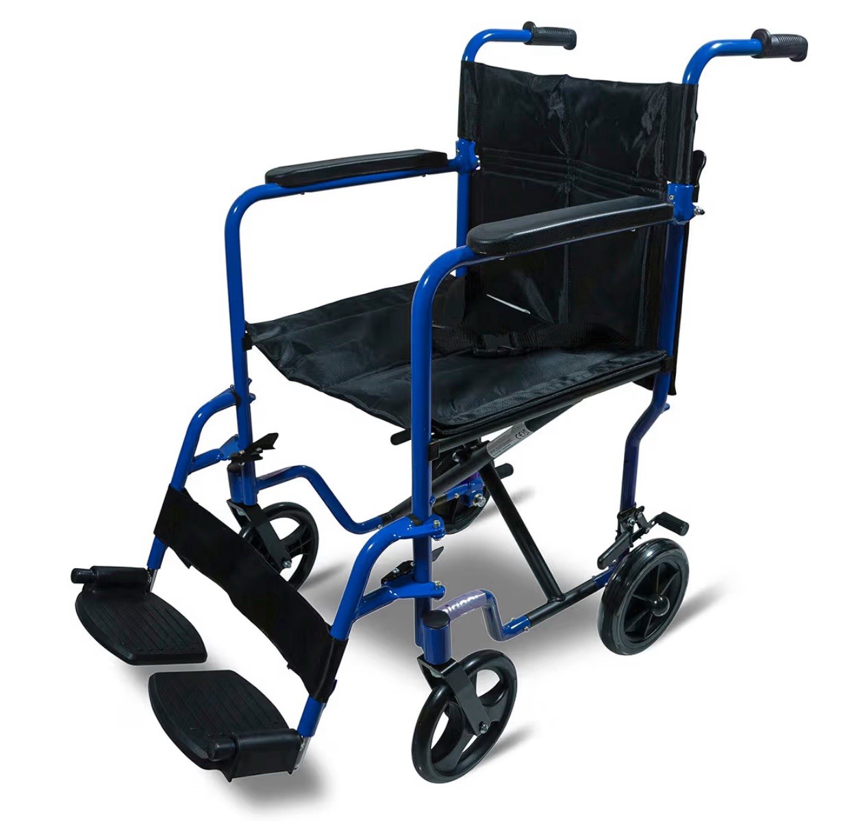 Aidapt Folding Transit Chair  Aluminium Wheelchair with Brakes VA172BLUE 9.8kg
