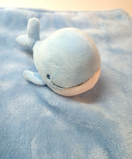 Carters Just One You Plush BLUE WHALE Security Lovey Toy 13" x 13"   Blanket