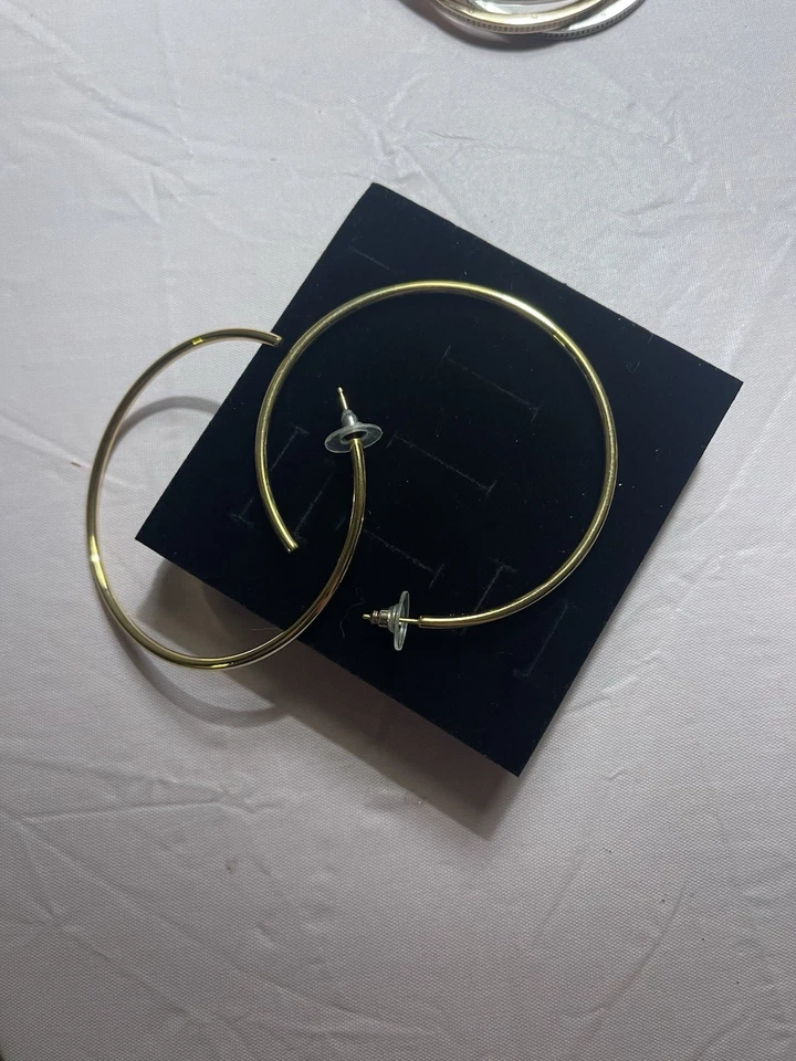 Nuevos Pendientes Aro PANDORA 100% Auténticos Oro 14k Pl Grande Abierto 65mm 263312C00 Foto 2 de 4