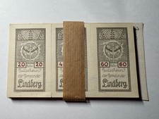 Austria 1920 Notgeld Lindberg Color Varieties 20-40-60 Heller Uncut Bundle
