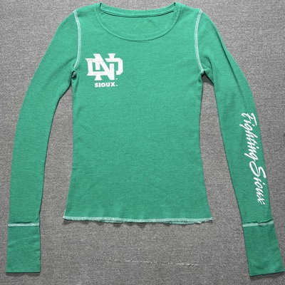 #ad #ad Vintage North Dakota Fighting Sioux Shirt Womens Medium Green Hockey Thermal $29.97