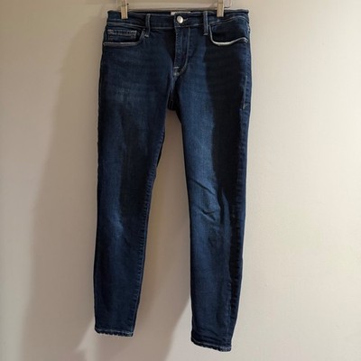 FRAME Le Skinny de Jeanne Crop Jeans Womens 27 Dark Blue Good Mid Rise Skinny
