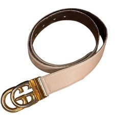 Gucci Leather Belt Double G Buckle Women  s size 80 US 26/4 Italy Vintage