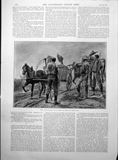 Original Old Antique Print Farmworkers Scythe Horses Wagons Carts 1893 19th