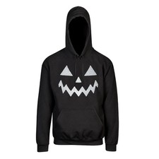 Mens Halloween Pumpkin Face Pullover Hoodie Black Jack-o Lantern Sweatshirt