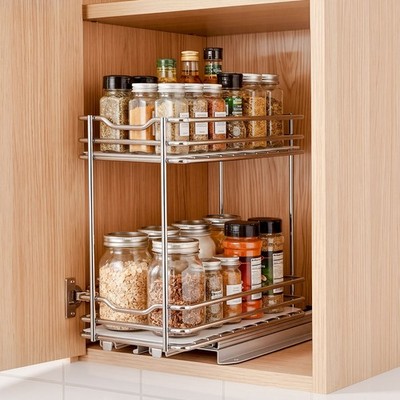 VEVOR Pull Out Spice Rack Organizer for Cabinet Slide Out Spice Rack 2 Tier