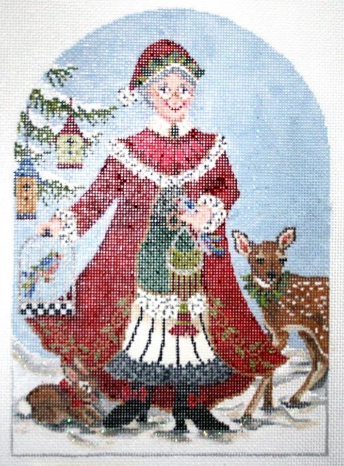 Needlepoint Handpainted Kelly Clark Christmas Mrs Claus 6x9 - Image 4 of 4