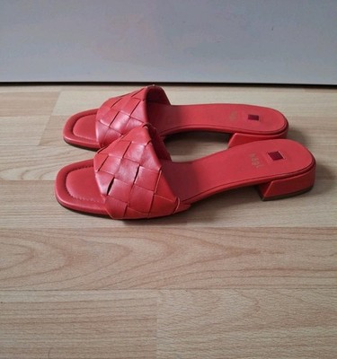 HÖGL Damen Pantoletten Sandalen Sommer Schuhe 38,5 UK 5,5 Echtleder Rot Leder 