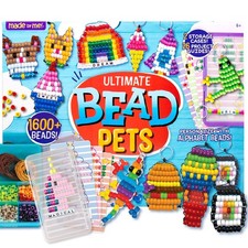 Ultimate Bead Pets Craft Kit for Kids - 1400 Beads, Keychains Templates