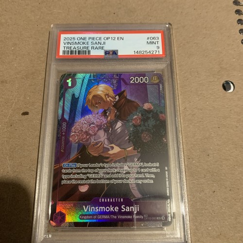 One Piece Card Game Vinsmoke Sanji OP12-063 Treasure Rare Foil Eng PSA 9