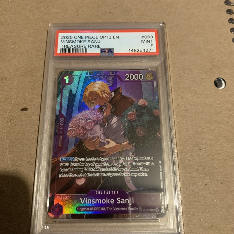One Piece Card Game Vinsmoke Sanji OP12-063 Treasure Rare Foil Eng PSA 9