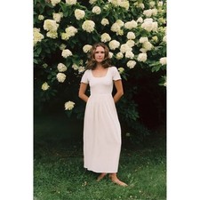 NWT Christy Dawn The Scarlet Dress Eggshell Linen Blend Maxi Dress Size Small