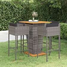 Gartenbar Set mit Kissen Poly Rattan Bartisch Barhocker mehrere Auswahl vidaXL