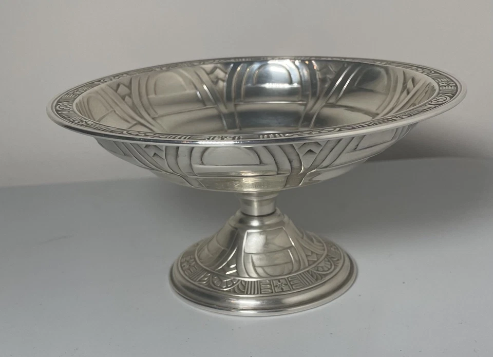 Alvin Weighted Sterling Silver Compote Art Deco Motif 2.75" tall - FREE SHIPPING - Image 4 of 4